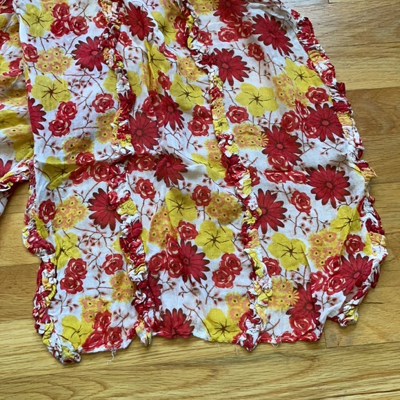 Red & Yellow Floral Lightweight Scarf - Picture 7 of 9